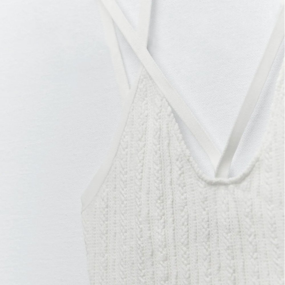 DOUBLE CABLE KNIT TOP WITH STRAPS - never worn